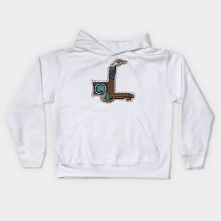 Letter L Manicule W 14C Maastricht Psalter parody Kids Hoodie